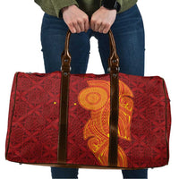 Niue Polynesian Hiapo Tattoo Art Travel Bag Half Style Red Yellow Color - Polynesian Pride