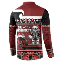 New Zealand Christmas Button Sweatshirt Meri Kirihimete Aotearoa Warrior on Waka with Maori Art Tattoo LT03 - Polynesian Pride