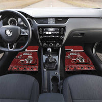 New Zealand Christmas Car Mats Meri Kirihimete Aotearoa Warrior on Waka with Maori Art Tattoo LT03 Set 2pcs - Front Red - Polynesian Pride