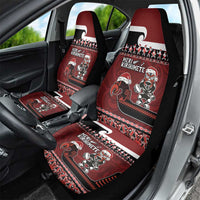 New Zealand Christmas Car Seat Cover Meri Kirihimete Aotearoa Warrior on Waka with Maori Art Tattoo LT03 - Polynesian Pride