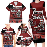 New Zealand Christmas Family Matching Long Sleeve Bodycon Dress and Hawaiian Shirt Meri Kirihimete Aotearoa Warrior on Waka with Maori Art Tattoo LT03 - Polynesian Pride