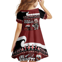 New Zealand Christmas Family Matching Puletasi and Hawaiian Shirt Meri Kirihimete Aotearoa Warrior on Waka with Maori Art Tattoo LT03 - Polynesian Pride