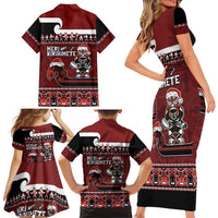 New Zealand Christmas Family Matching Short Sleeve Bodycon Dress and Hawaiian Shirt Meri Kirihimete Aotearoa Warrior on Waka with Maori Art Tattoo LT03 - Polynesian Pride