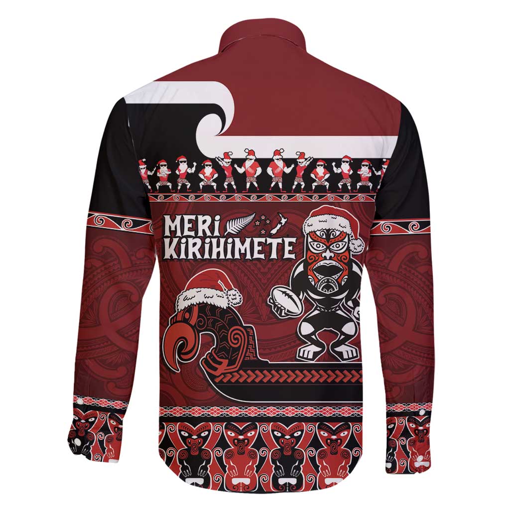 New Zealand Christmas Family Matching Summer Maxi Dress and Hawaiian Shirt Meri Kirihimete Aotearoa Warrior on Waka with Maori Art Tattoo LT03 - Polynesian Pride