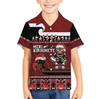 New Zealand Christmas Hawaiian Shirt Meri Kirihimete Aotearoa Warrior on Waka with Maori Art Tattoo LT03 - Polynesian Pride
