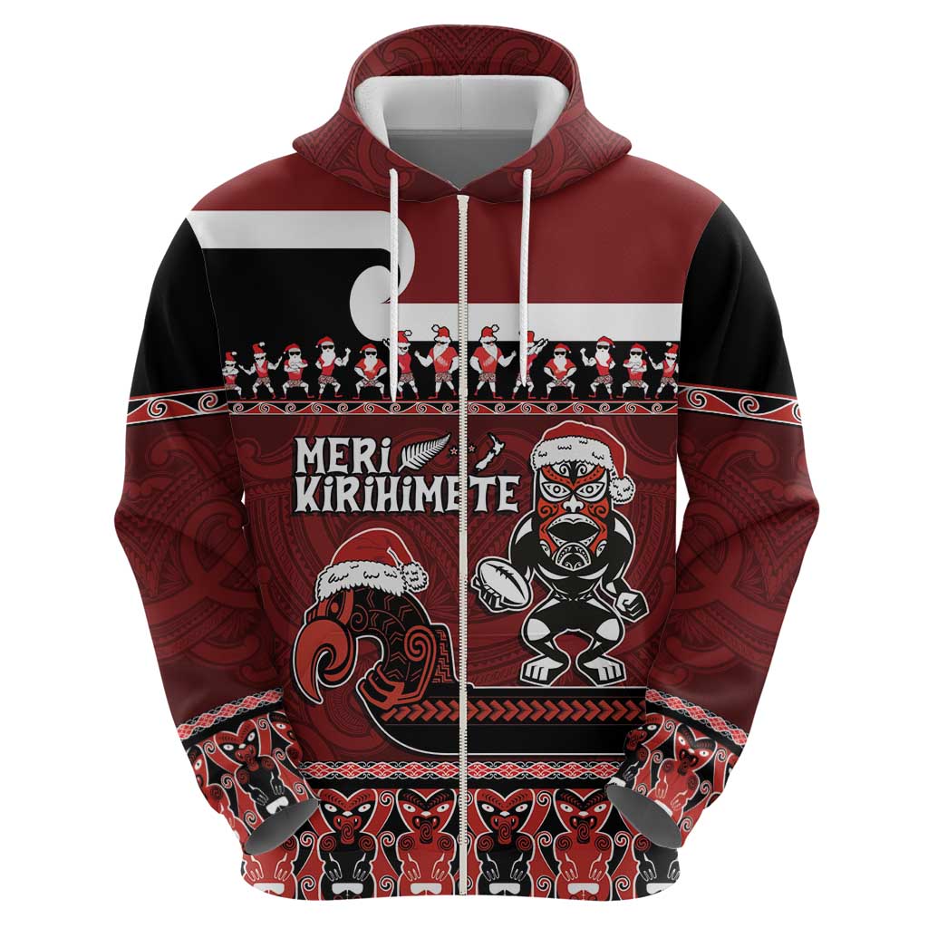 New Zealand Christmas Hoodie Meri Kirihimete Aotearoa Warrior on Waka with Maori Art Tattoo LT03 - Polynesian Pride