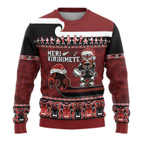 New Zealand Christmas Ugly Christmas Sweater - Meri Kirihimete Aotearoa Warrior on Waka with Maori Art Tattoo LT03 - Polynesian Pride