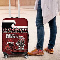 New Zealand Christmas Luggage Cover Meri Kirihimete Aotearoa Warrior on Waka with Maori Art Tattoo LT03 Red - Polynesian Pride