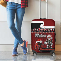 New Zealand Christmas Luggage Cover Meri Kirihimete Aotearoa Warrior on Waka with Maori Art Tattoo LT03 - Polynesian Pride