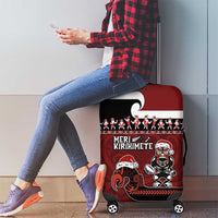 New Zealand Christmas Luggage Cover Meri Kirihimete Aotearoa Warrior on Waka with Maori Art Tattoo LT03 - Polynesian Pride