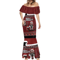 New Zealand Christmas Mermaid Dress Meri Kirihimete Aotearoa Warrior on Waka with Maori Art Tattoo LT03 - Polynesian Pride