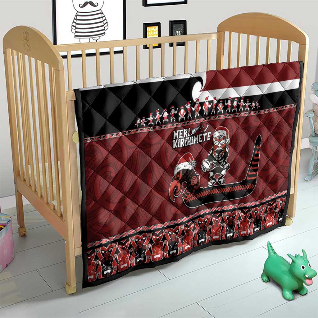 New Zealand Christmas Quilt Meri Kirihimete Aotearoa Warrior on Waka with Maori Art Tattoo LT03 - Polynesian Pride