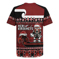New Zealand Christmas Rugby Jersey Meri Kirihimete Aotearoa Warrior on Waka with Maori Art Tattoo LT03 - Polynesian Pride