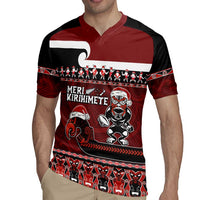 New Zealand Christmas Rugby Jersey Meri Kirihimete Aotearoa Warrior on Waka with Maori Art Tattoo LT03 - Polynesian Pride