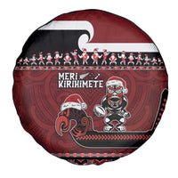 New Zealand Christmas Spare Tire Cover Meri Kirihimete Aotearoa Warrior on Waka with Maori Art Tattoo LT03 - Polynesian Pride