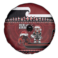 New Zealand Christmas Spare Tire Cover Meri Kirihimete Aotearoa Warrior on Waka with Maori Art Tattoo LT03 - Polynesian Pride