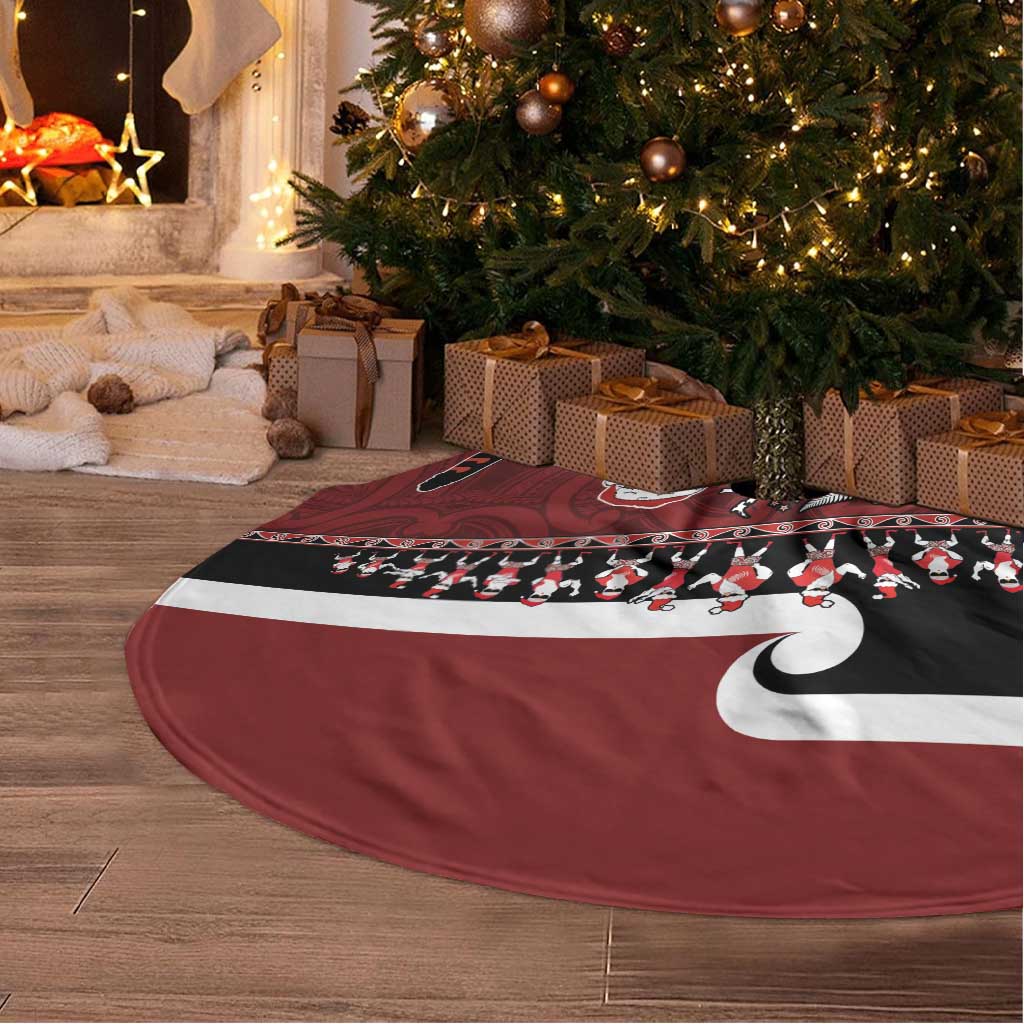 New Zealand Christmas Tree Skirt - Meri Kirihimete Aotearoa Warrior on Waka with Maori Art Tattoo LT03 - Polynesian Pride