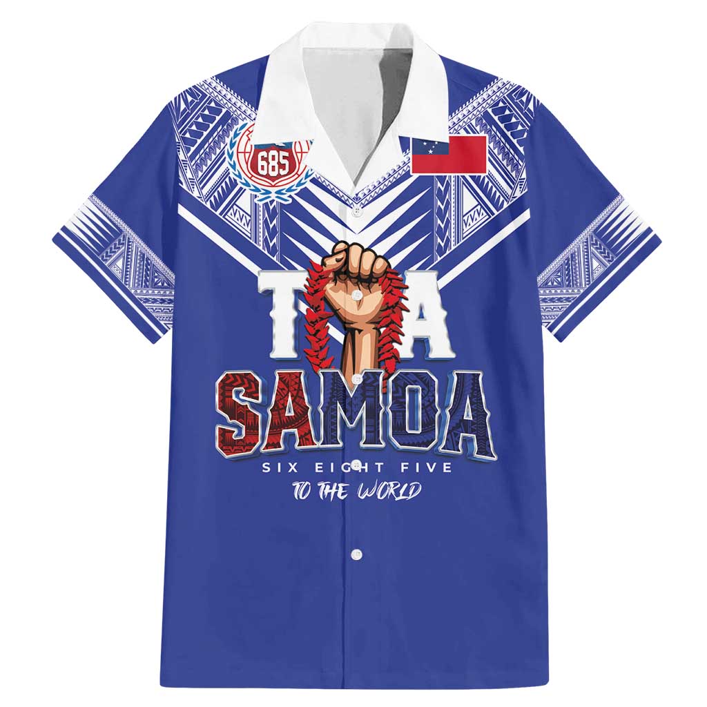 Toa Samoa Rugby Family Matching Mermaid Dress and Hawaiian Shirt Six Eight Five to The World LT03 Dad's Shirt - Short Sleeve Blue - Polynesian Pride