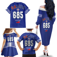 Toa Samoa Rugby Family Matching Off The Shoulder Long Sleeve Dress and Hawaiian Shirt Six Eight Five to The World LT03 - Polynesian Pride