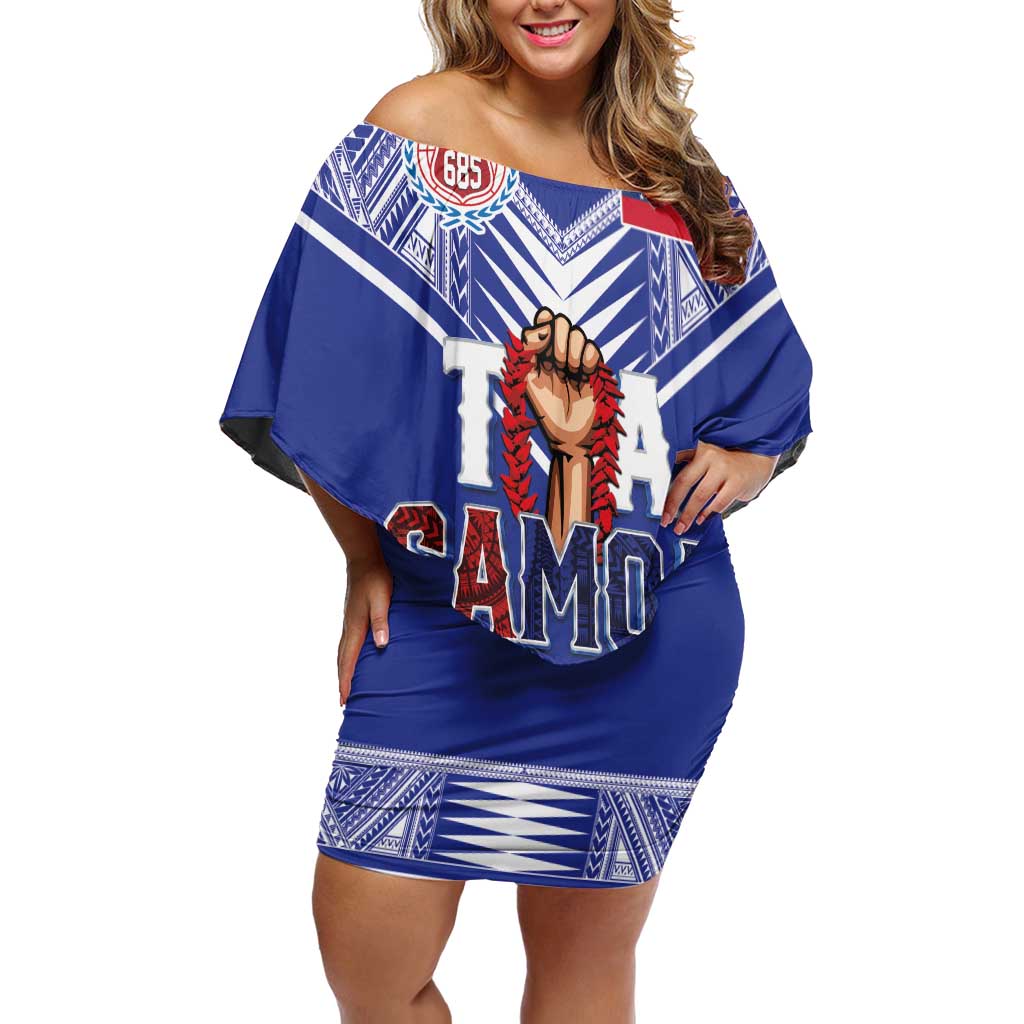 Toa Samoa Rugby Family Matching Off Shoulder Short Dress and Hawaiian Shirt Six Eight Five to The World