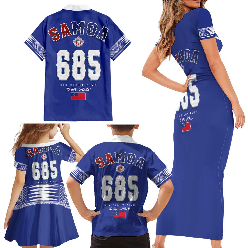 Toa Samoa Rugby Family Matching Short Sleeve Bodycon Dress and Hawaiian Shirt Six Eight Five to The World LT03 - Polynesian Pride