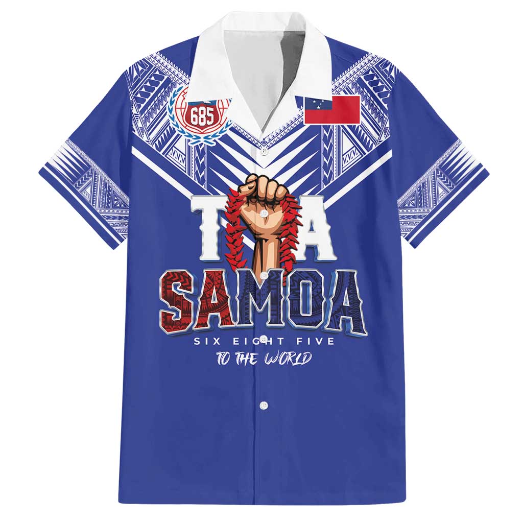 Toa Samoa Rugby Family Matching Short Sleeve Bodycon Dress and Hawaiian Shirt Six Eight Five to The World LT03 Dad's Shirt - Short Sleeve Blue - Polynesian Pride