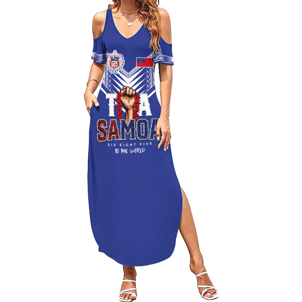Toa Samoa Rugby Family Matching Summer Maxi Dress and Hawaiian Shirt Six Eight Five to The World
