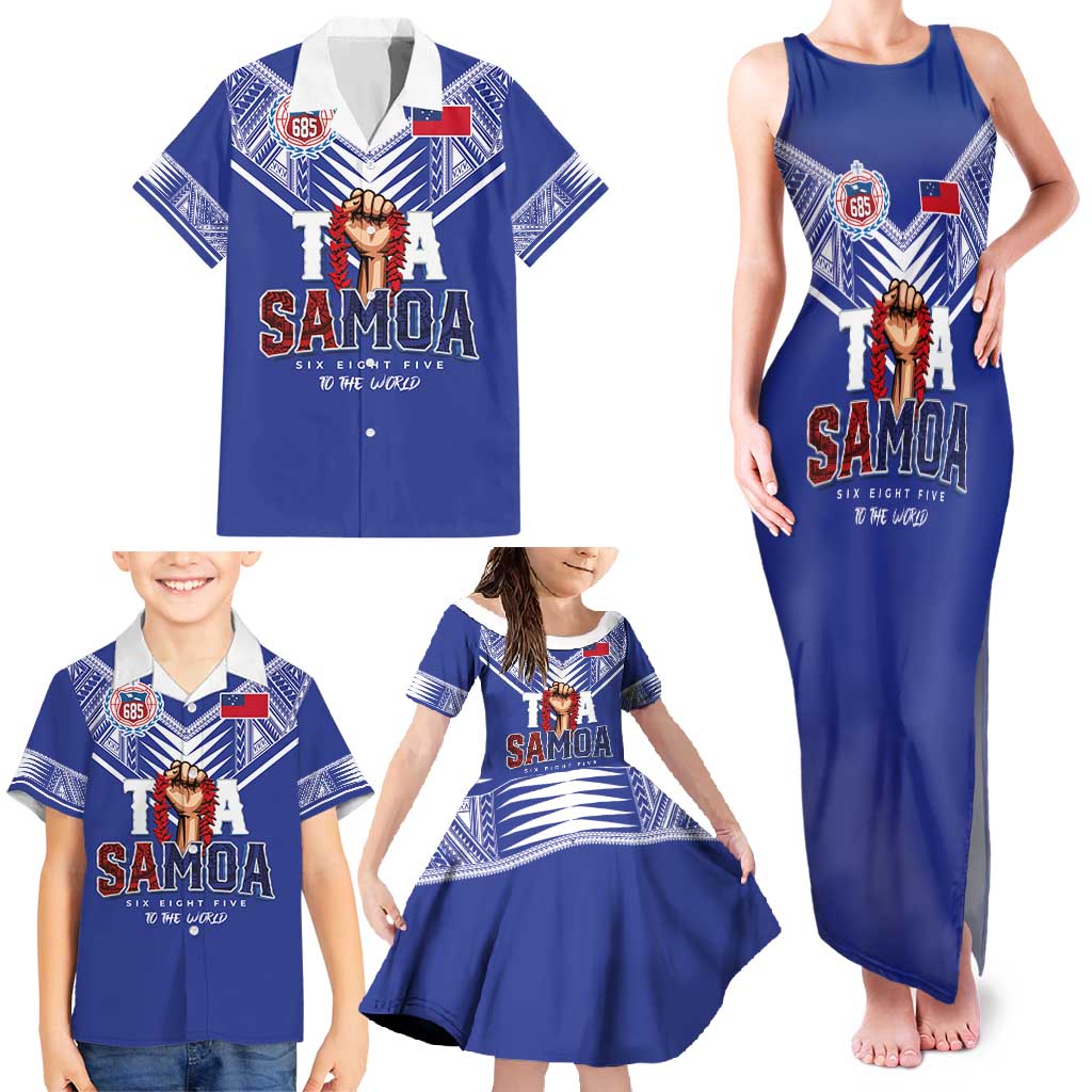 Toa Samoa Rugby Family Matching Tank Maxi Dress and Hawaiian Shirt Six Eight Five to The World LT03 - Polynesian Pride