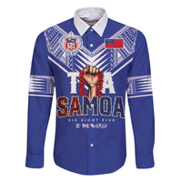 Toa Samoa Rugby Family Matching Tank Maxi Dress and Hawaiian Shirt Six Eight Five to The World LT03 Dad's Shirt - Long Sleeve Blue - Polynesian Pride