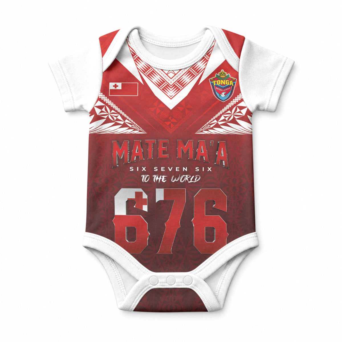 Mate Ma'a Tonga Rugby Baby Onesie Six Seven Six to The World LT03 Red - Polynesian Pride