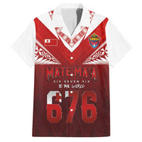 Mate Ma'a Tonga Rugby Family Matching Off Shoulder Maxi Dress and Hawaiian Shirt Six Seven Six to The World LT03 Dad's Shirt - Short Sleeve Red - Polynesian Pride