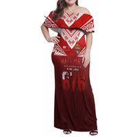 Mate Ma'a Tonga Rugby Family Matching Off Shoulder Maxi Dress and Hawaiian Shirt Six Seven Six to The World LT03 Mom's Dress Red - Polynesian Pride