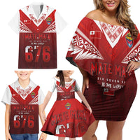 Mate Ma'a Tonga Rugby Family Matching Off Shoulder Short Dress and Hawaiian Shirt Six Seven Six to The World LT03 - Polynesian Pride