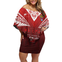 Mate Ma'a Tonga Rugby Family Matching Off Shoulder Short Dress and Hawaiian Shirt Six Seven Six to The World LT03 Mom's Dress Red - Polynesian Pride