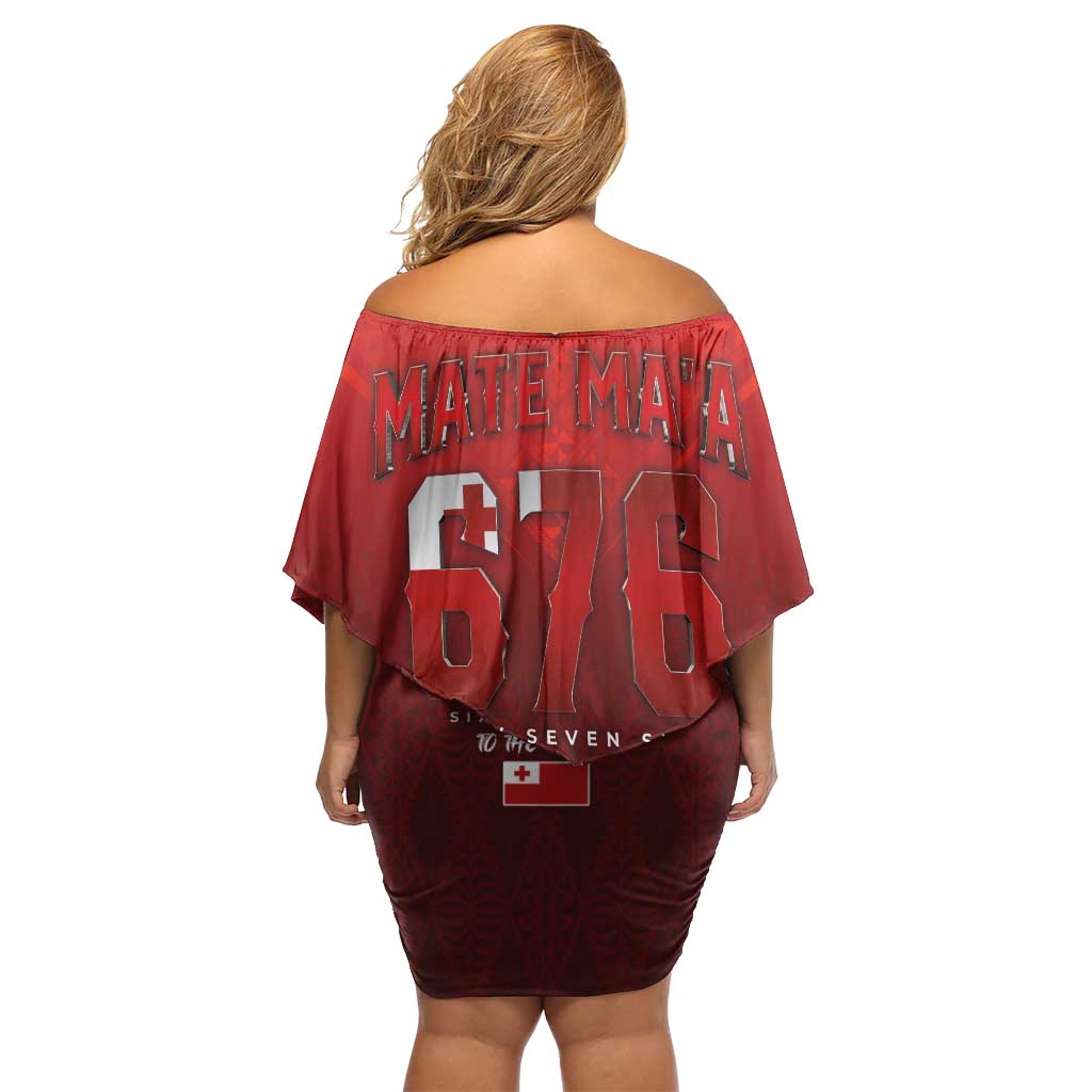Mate Ma'a Tonga Rugby Family Matching Off Shoulder Short Dress and Hawaiian Shirt Six Seven Six to The World LT03 - Polynesian Pride