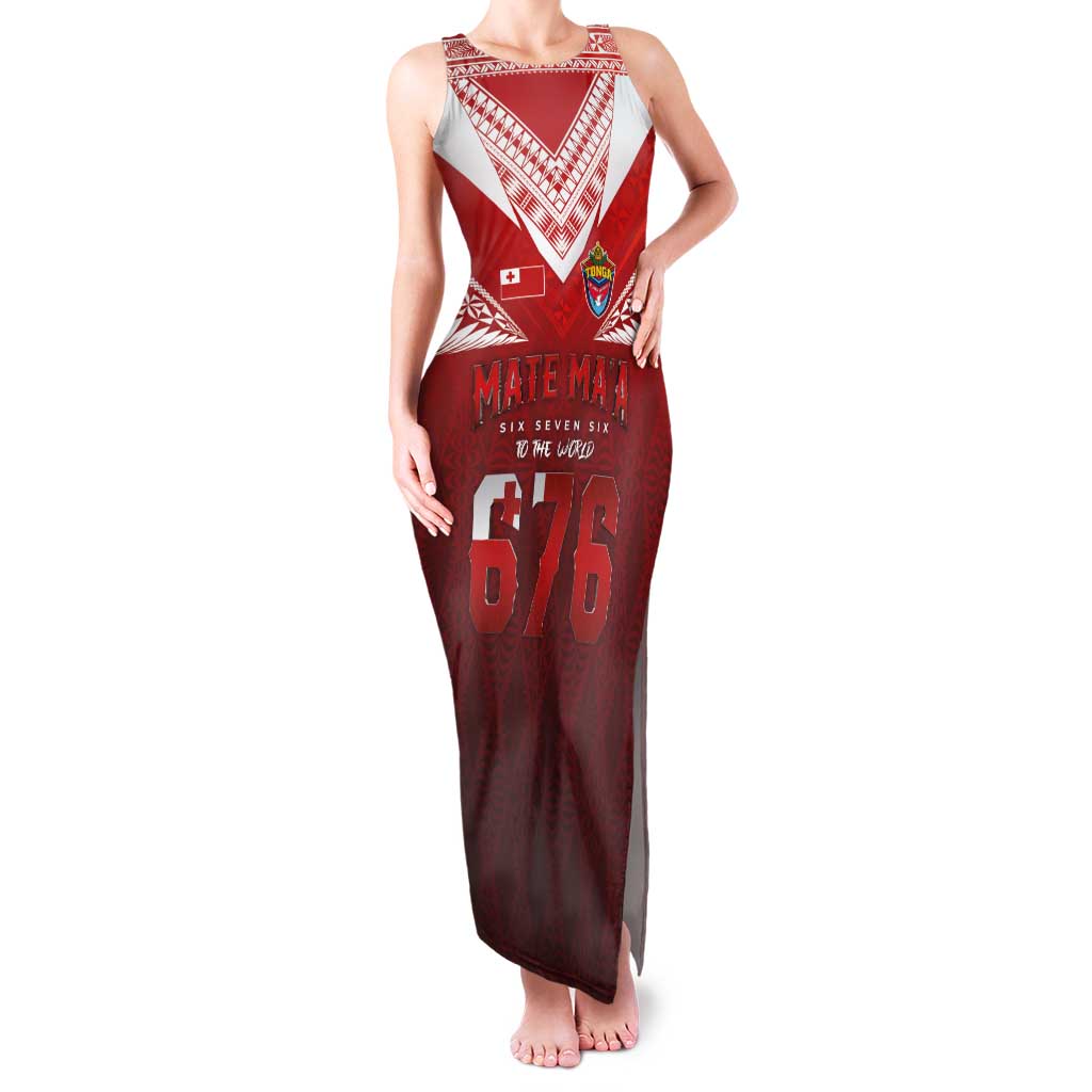 Mate Ma'a Tonga Rugby Family Matching Tank Maxi Dress and Hawaiian Shirt Six Seven Six to The World LT03 Mom's Dress Red - Polynesian Pride