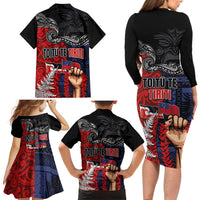Aotearoa and Samoa Toitu Te Tiriti Family Matching Long Sleeve Bodycon Dress and Hawaiian Shirt Honour the Treaty - Te Tiriti Is Us LT03 - Polynesian Pride