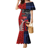 Aotearoa and Samoa Toitu Te Tiriti Family Matching Mermaid Dress and Hawaiian Shirt Honour the Treaty - Te Tiriti Is Us LT03 Mom's Dress Black - Polynesian Pride