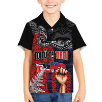 Aotearoa and Samoa Toitu Te Tiriti Family Matching Short Sleeve Bodycon Dress and Hawaiian Shirt Honour the Treaty - Te Tiriti Is Us LT03 Son's Shirt Black - Polynesian Pride