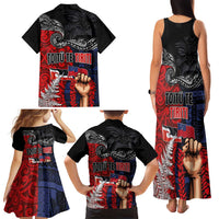 Aotearoa and Samoa Toitu Te Tiriti Family Matching Tank Maxi Dress and Hawaiian Shirt Honour the Treaty - Te Tiriti Is Us LT03 - Polynesian Pride