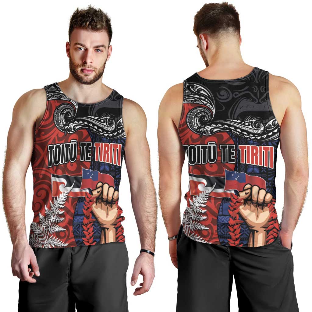 Aotearoa and Samoa Toitu Te Tiriti Men Tank Top Honour the Treaty - Te Tiriti Is Us