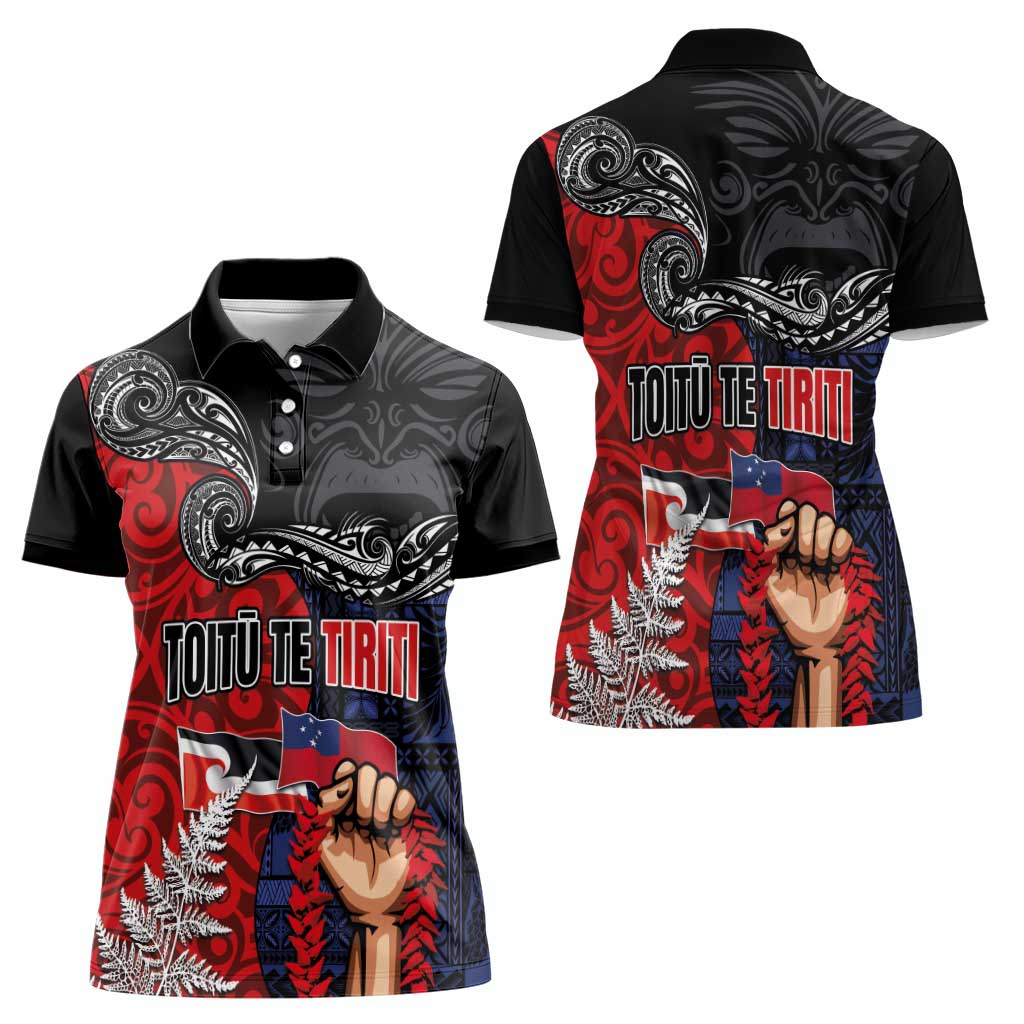 Aotearoa and Samoa Toitu Te Tiriti Women Polo Shirt Honour the Treaty - Te Tiriti Is Us LT03 - Polynesian Pride