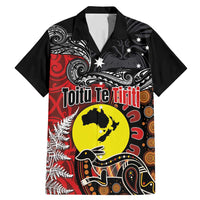 Aotearoa and Australia Toitu Te Tiriti Family Matching Mermaid Dress and Hawaiian Shirt Honour the Treaty - Te Tiriti Is Us LT03 Dad's Shirt - Short Sleeve Black - Polynesian Pride