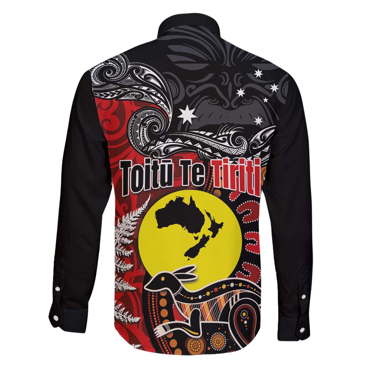 Aotearoa and Australia Toitu Te Tiriti Family Matching Off The Shoulder Long Sleeve Dress and Hawaiian Shirt Honour the Treaty - Te Tiriti Is Us LT03 - Polynesian Pride