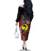 Aotearoa and Australia Toitu Te Tiriti Family Matching Off The Shoulder Long Sleeve Dress and Hawaiian Shirt Honour the Treaty - Te Tiriti Is Us LT03 - Polynesian Pride