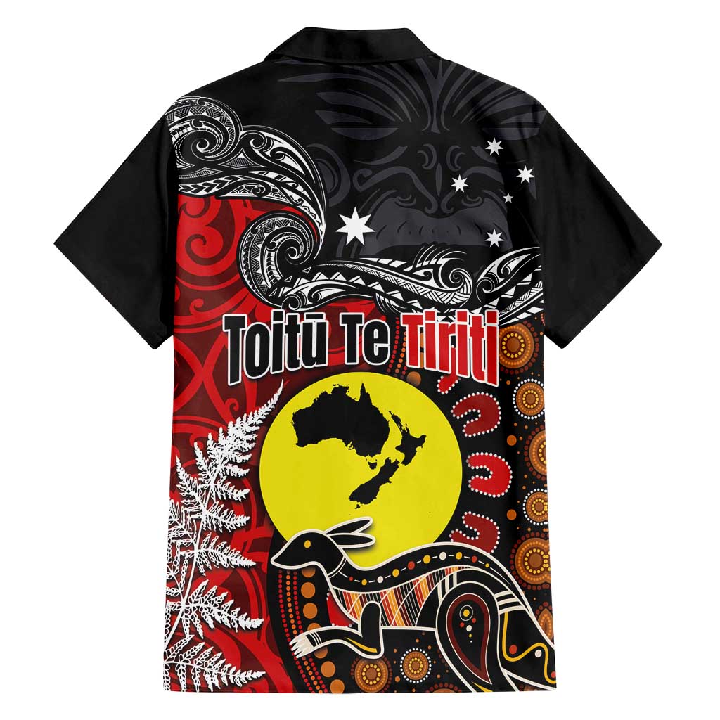 Aotearoa and Australia Toitu Te Tiriti Family Matching Off Shoulder Short Dress and Hawaiian Shirt Honour the Treaty - Te Tiriti Is Us LT03 - Polynesian Pride