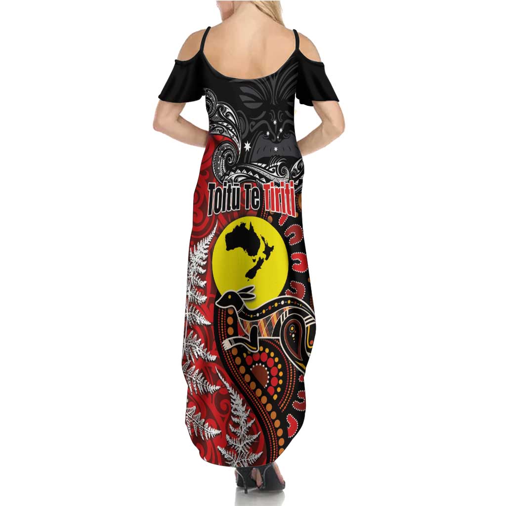Aotearoa and Australia Toitu Te Tiriti Family Matching Summer Maxi Dress and Hawaiian Shirt Honour the Treaty - Te Tiriti Is Us LT03 - Polynesian Pride