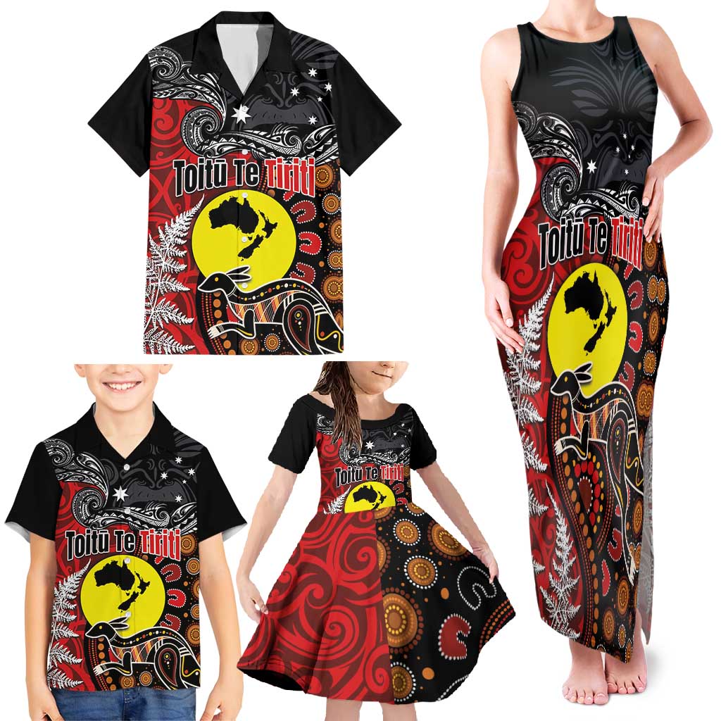 Aotearoa and Australia Toitu Te Tiriti Family Matching Tank Maxi Dress and Hawaiian Shirt Honour the Treaty - Te Tiriti Is Us LT03 - Polynesian Pride