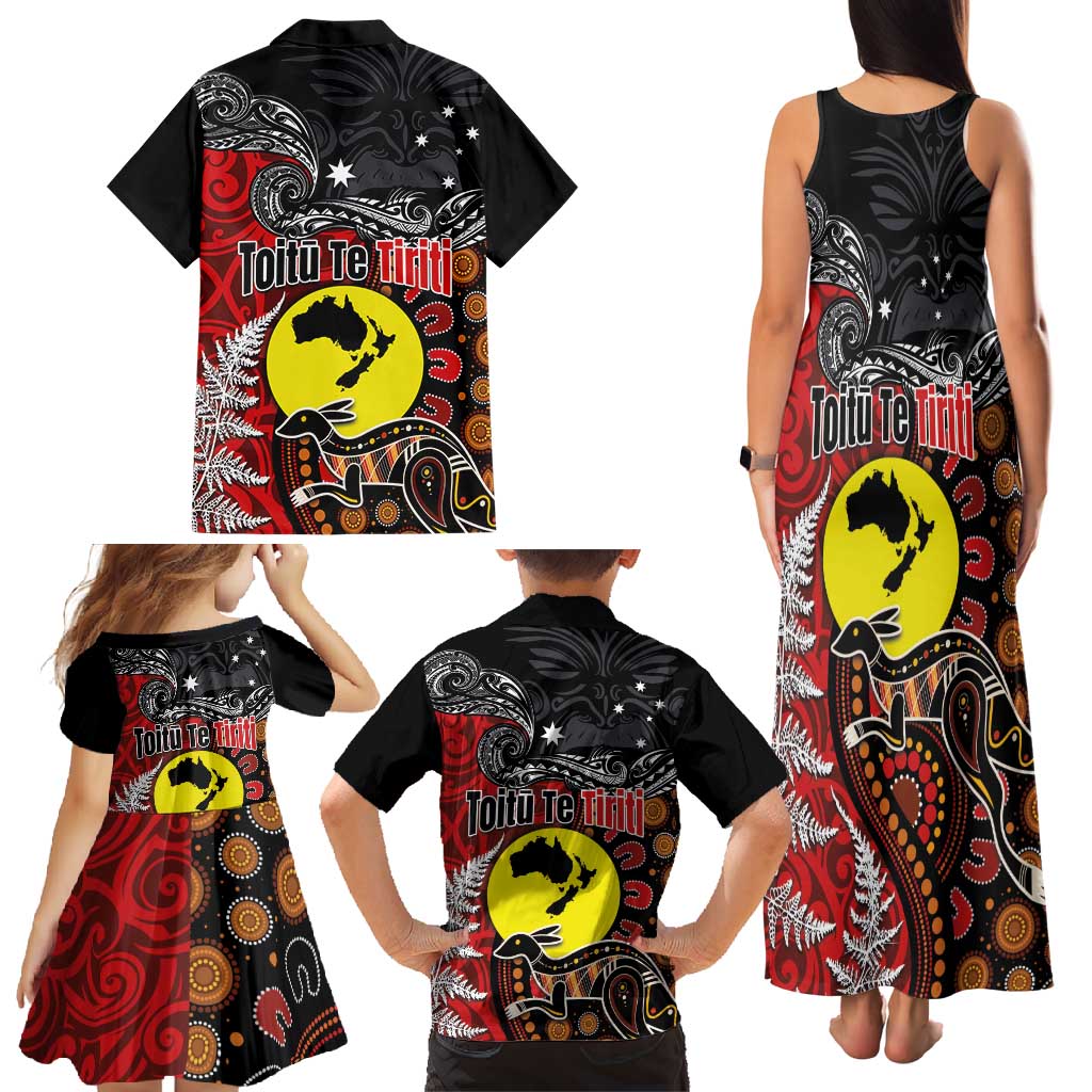 Aotearoa and Australia Toitu Te Tiriti Family Matching Tank Maxi Dress and Hawaiian Shirt Honour the Treaty - Te Tiriti Is Us LT03 - Polynesian Pride