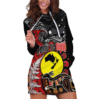 Aotearoa and Australia Toitu Te Tiriti Hoodie Dress Honour the Treaty - Te Tiriti Is Us LT03 Black - Polynesian Pride